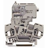2-conductor fuse terminal block with pivoting fuse holder with blown f