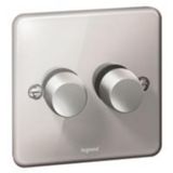 Synergy Authentic 2 Gang 2 Way 400W Push On/Off Rotary Dimmer Polished Stainless Steel