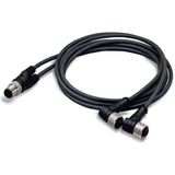 Sensor/Actuator cable 2xM12 socket angled M12A plug straight