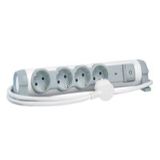 Multi-outlet extension for comfort/safety - 4x2P+E + v.s.p. - 1.5 m cord