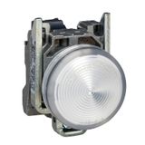 Harmony XB4, Pilot light, metal, white, Ø22, plain lens with integral LED, 24 V AC/DC