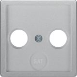 Centre plate for aerial socket 2- and 3-hole, Q.1/Q.3, alu velvety, la