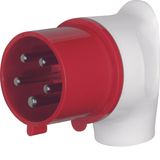 CEE right angle plug 5pole 32 A, connecting system, grey/red