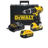 Cordless two-speed compact impact drill-screwdriver, 18V, 13mm quick-change chuck, LED lights, 2 x 4Ah batteries and 1h charger, case