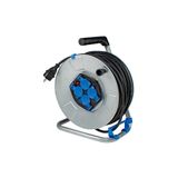 Metal cable reel 285mmO 25m H05RR-F 3G1,5 4 socket outlets 2PE 16A/250V with protective caps Overheating protection by thermal switch