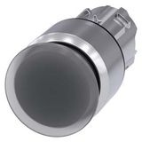 Illuminated mushroom pushbutton, 22 mm, round, metal, shiny, clear, 30 mm, latching, pull-to-unlatch mechanism,  3SU1051-1AA70-0AA0-Z Y15