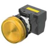 M22N Indicator, Plastic flat, Yellow, Yellow, 220/230/240 V AC, push-i