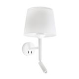 SAVOY WHITE WALL LAMP WITH READER WHITE LAMPSHADE