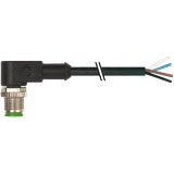 M12 male 90° A-cod. with cable PUR 4x0.34 bk UL/CSA+drag ch. 12.5m