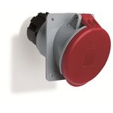 Socket-outlet, panel mounting, 1h, 63A, IP44, unified flange, angled, 2P+E