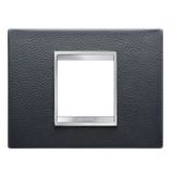 LUX PLATE 2-GANG BLACK LEATHER GW16202PN