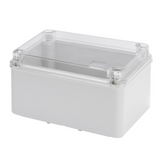 JUNCTION BOX WITH HIGH CAPACITY BOTTOM AND TRANSPARENT PLAIN SCREWED LID - IP56 - INTERNAL DIMENSIONS 380X300X170 - SMOOTH WALLS - GREY RAL 7035