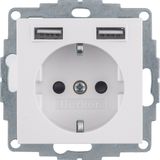 SCHUKO socket outlet/USB A-A, S.1/B.x, polar white matt