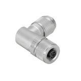 Round plug (field customisable), Socket, angled, PUSH IN, M12, 0.14 mm
