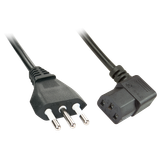 2m IT to C13 Angled Mains Cable Italian Mains Plug to IEC C13 Right Angled Connector