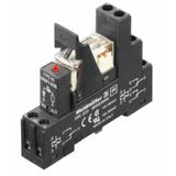 Relay module, 230 V AC, red LED, Free-wheeling diode, 2 CO contact (Ag