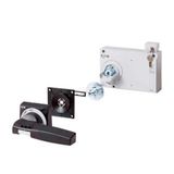 Door coupling rotary handle, black, +key lock, size 4