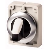 Changeover switch, RMQ-Titan, with thumb-grip, maintained, 2 positions (V position), Front ring stainless steel