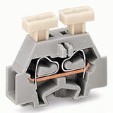 Space-saving, 2-conductor end terminal block on both sides with push-b