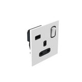 Art d'Arnould - 1 gang BS socket outlet 13 A-250V single pole switched + USB A Epure - Satin White