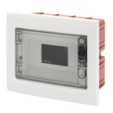 FLUSH-MOUNTING ENCLOSURE WITH SMOKED TRANSPARENT DOOR WITH EXTRACTABLE FRAME - WITH TERMINAL BLOCK N (2X16)+(7X10) E (2X16)+(7X10) - 8 MODULES IP40