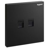 Galion 1 gang double RJ11 telephone socket outlet - matt black