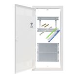 Media combi-enclosure frame and door, vertical 4-rows