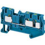 PUSH-IN TERMINAL, FEED THROUGH, 3 POINTS, 4MM², BLUE