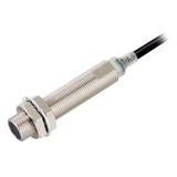 Proximity sensor, inductive, nickel-brass, long body, M12, shielded, 3