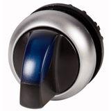 Illuminated selector switch actuator, RMQ-Titan, With thumb-grip, maintained, 2 positions (V position), Blue, Bezel: titanium