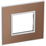 French and German standard plate square version 2 modules - brushed metal pink champagne