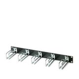 Jumpering panel, 19" (black, with 5 metal brackets)