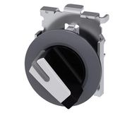 Selector switch, illuminable, 30 mm, round, Metal, matte, white, selector switch, short, front ring for flush installation,  3SU1062-2DF60-0AA0-Z Y12