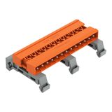 Double pin header DIN-35 rail mounting 13-pole orange