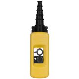 Harmony XAC, Pendant control station, plastic, yellow, 2 push buttons with 2 NO + 1 NC