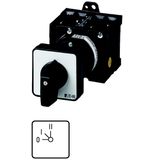 Step switches, T3, 32 A, rear mounting, 1 contact unit(s), Contacts: 2, 45 °, maintained, With 0 (Off) position, 0-I-II, Design number 15904