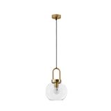 Clear Glass  Black Cord  Brass Gold Metal   LED E27 1x12 Watt 230 Volt   IP20 Bulb Excluded  D: 20 H1: 30.3 H2: 230 cm Adjustable Height