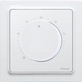 Wireless temperature controller 55x55mm with hand wheel and battery in E-Design55, polar white mat