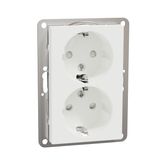 Exxact double socket-outlet centre-plate low two-circuits screwless white