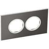 Arteor 2 Gang Surround Plate 4 Module Round Brushed Black