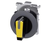 Selector switch, illuminable, 30 mm, round, Metal, matte, yellow, selector switch, short, front ring for flush  3SU1062-2DL30-0AA0-Z X90