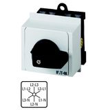 Voltmeter selector switches, T0, 20 A, service distribution board mounting, 3 contact unit(s), Contacts: 6, 60 °, maintained, Without 0 (Off) position