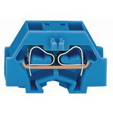 4-conductor terminal block without push-buttons with fixing flange blu
