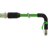 M12 male 0° D-cod./RJ45 90° down PUR 1x4xAWG22 shielded gn+dragch 1.5m