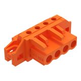 THT female header angled Pin spacing 5.08 mm orange