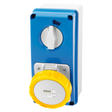 VERTICAL FIXED INTERLOCKED SOCKET OUTLET - WITH BOTTOM - WITHOUT FUSE-HOLDER BASE - 3P+N+E 16A 100-130V - 50/60HZ 4H - IP67