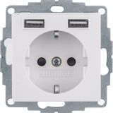 SCHUKO socket outlet/USB A-A, S.1, polar white glossy