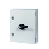 Switch-disconnector, DMV, 160 A, 3 pole, STOP function, with grey knob, in steel enclosure, 9 mm connection hole