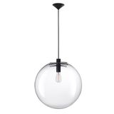 Clear Glass & Black Metal  Black Fabric Wire  LED E27 1x12 Watt 230 Volt  IP20 Bulb Excluded   D: 50 H1: 50 H2: 205 cm Adjustable Height