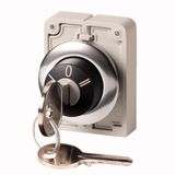 Key-operated actuator, Flat Front, maintained, 3 positions, Ronis 455, Key withdrawable: 0, Metal bezel